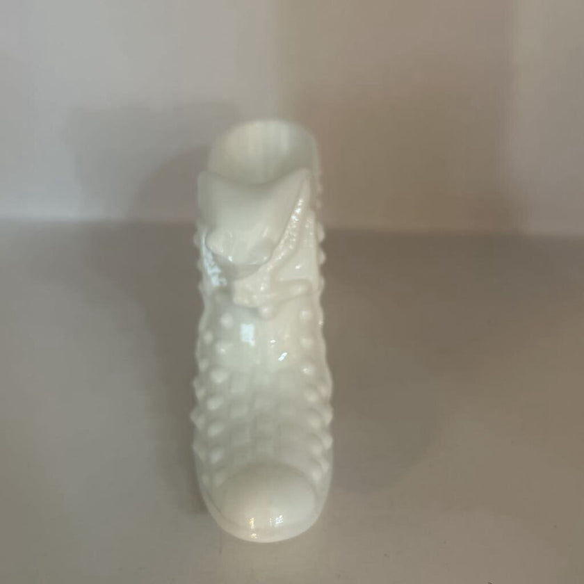 Vintage Milk Glass Shoe w/ Cat Head