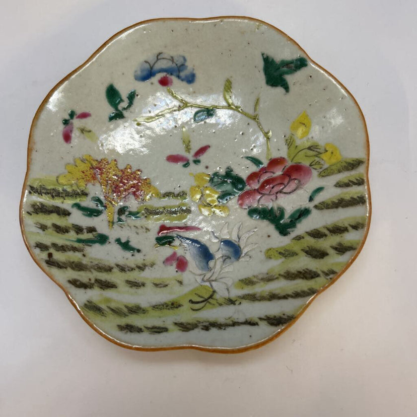 Antique chinoiserie pedestal dish