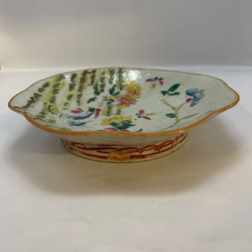 Antique chinoiserie pedestal dish