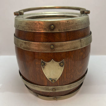 Antique English oak biscuit barrel