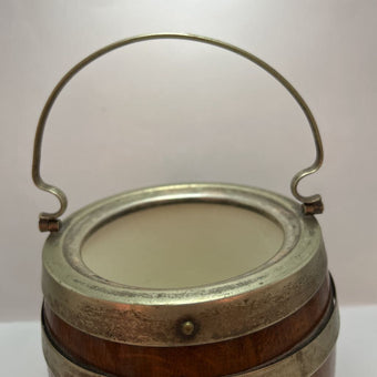 Antique English oak biscuit barrel