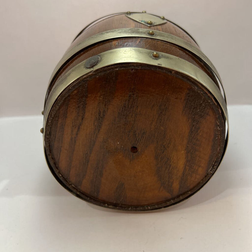 Antique English oak biscuit barrel