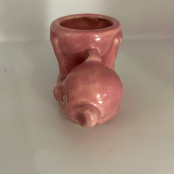 VTG 1950s MORTON ART POTTERY Pink Ceramic Bear Planter