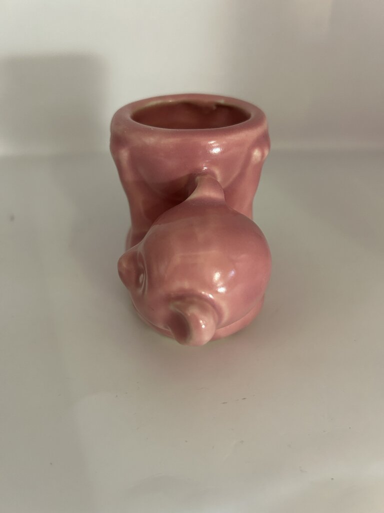 VTG 1950s MORTON ART POTTERY Pink Ceramic Bear Planter
