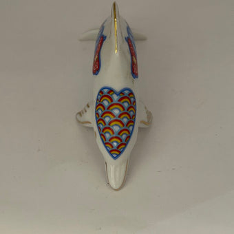 Hand-painted Lenox porcelain dolphin figurine in Imari style