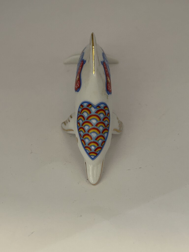 Hand-painted Lenox porcelain dolphin figurine in Imari style