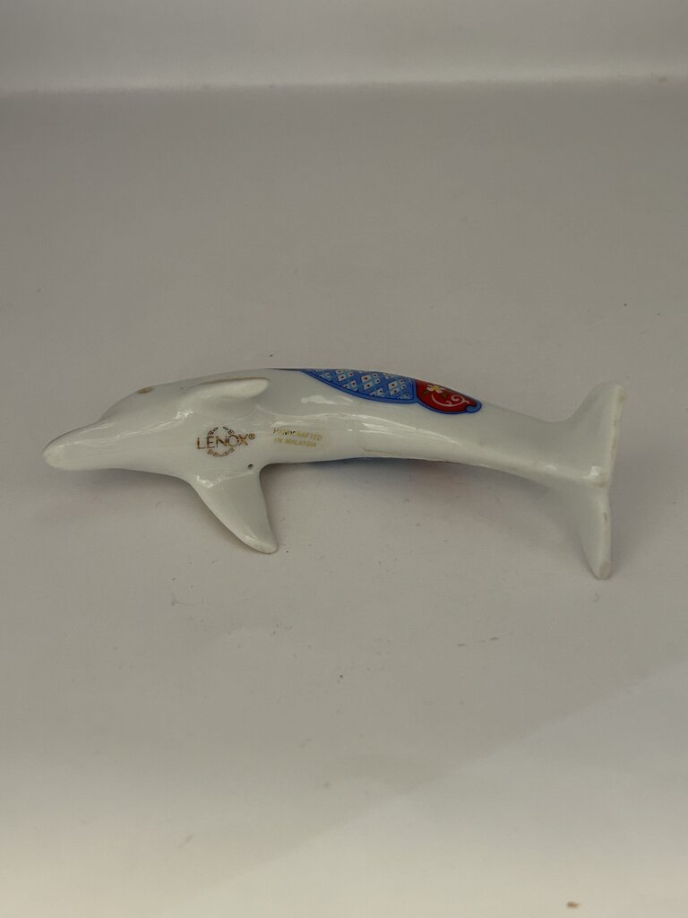 Hand-painted Lenox porcelain dolphin figurine in Imari style