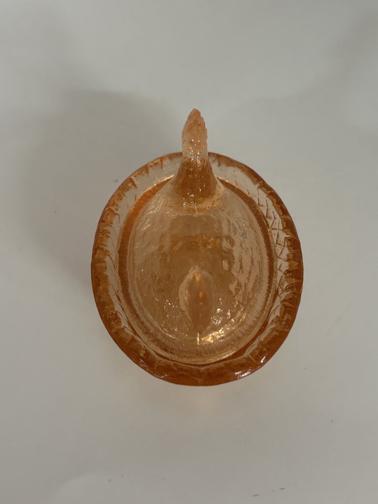 Peach glass mini hen-on-nest salt cellar