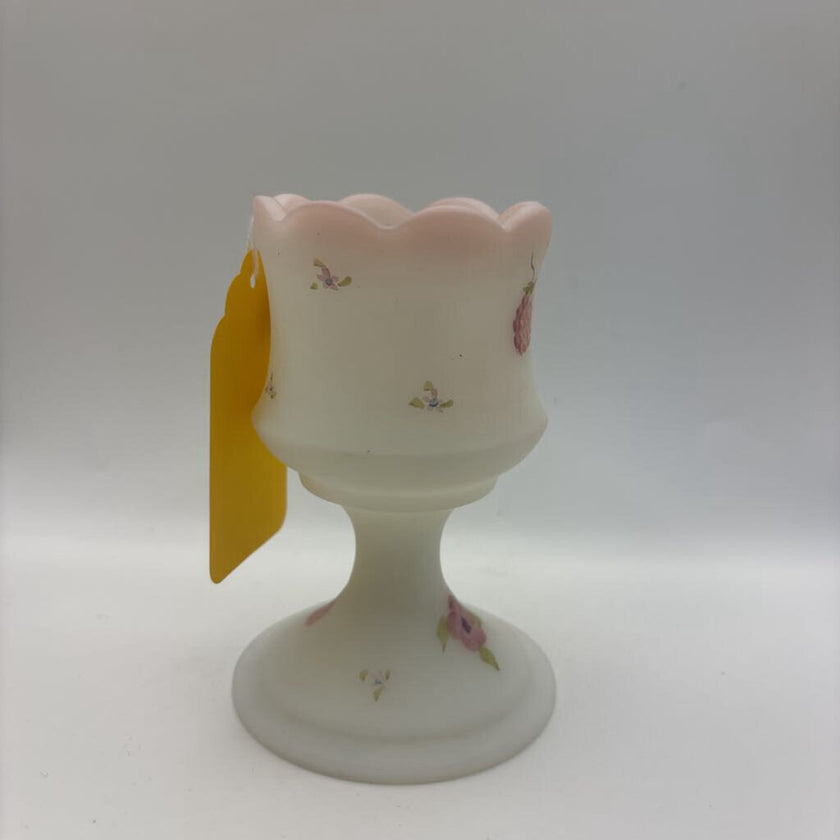 VTG 1950s-60s FENTON Hand Painted/Signed Votive *GLOWS GREEN*