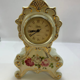 Vintage Baroque Style Floral Porcelain Mantel Clock