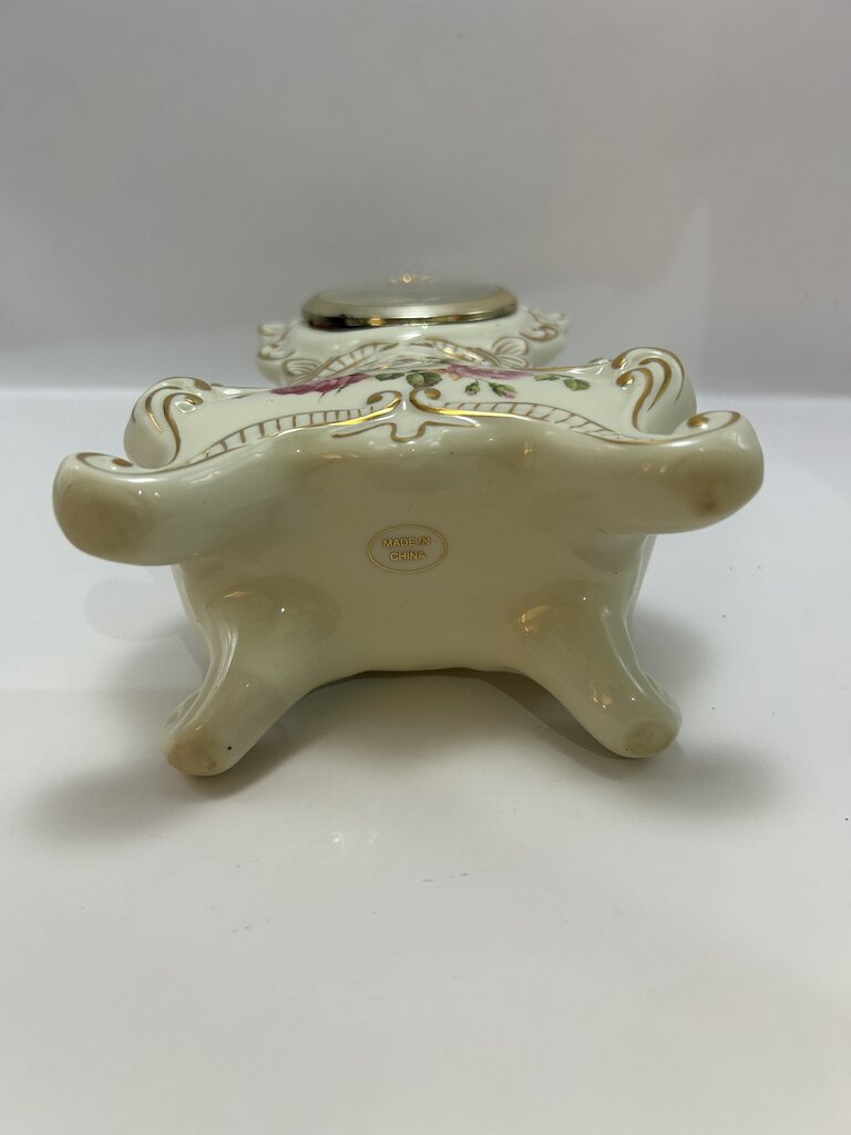 Vintage Baroque Style Floral Porcelain Mantel Clock
