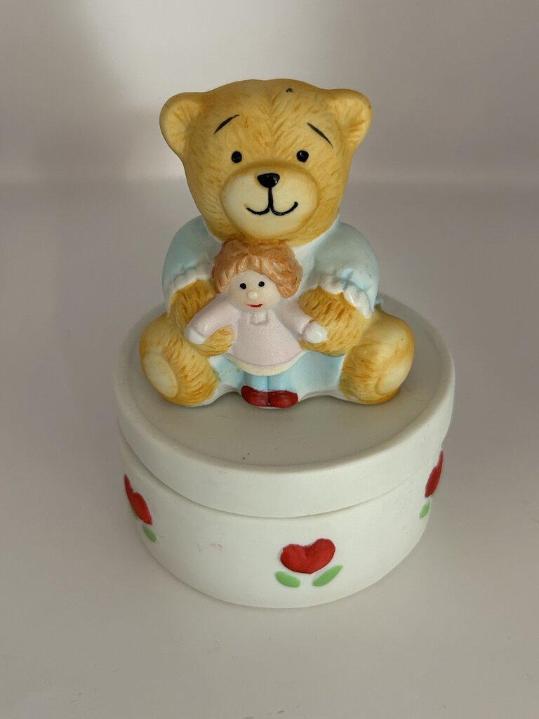 *1980s Ceramic Bear & Doll Trinket Box
