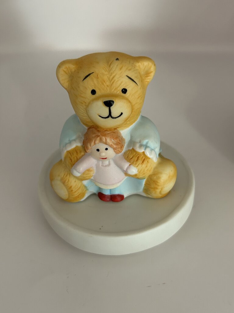 *1980s Ceramic Bear & Doll Trinket Box