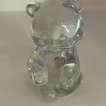 VTG 1970s-80s FENTON June Birthstone Bear *GLOWS GREEN*