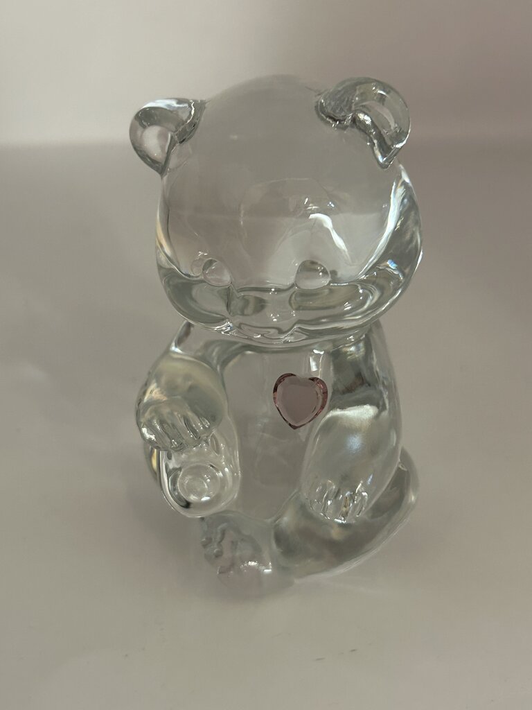 VTG 1970s-80s FENTON June Birthstone Bear *GLOWS GREEN*