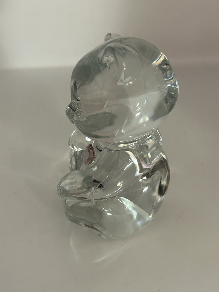 VTG 1970s-80s FENTON June Birthstone Bear *GLOWS GREEN*
