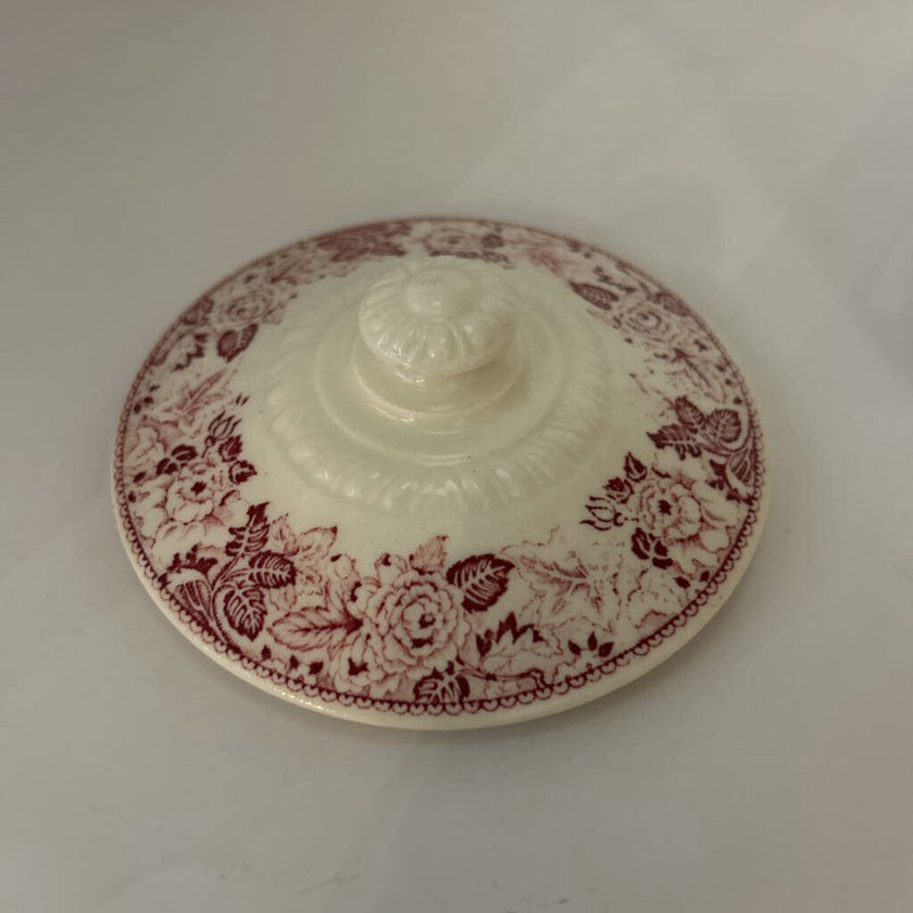 Vintage Homer Laughlin Historical America Red Transferware Lidded Sugar Bowl