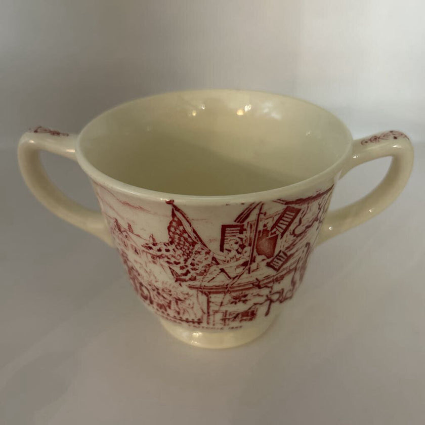 Vintage Homer Laughlin Historical America Red Transferware Lidded Sugar Bowl