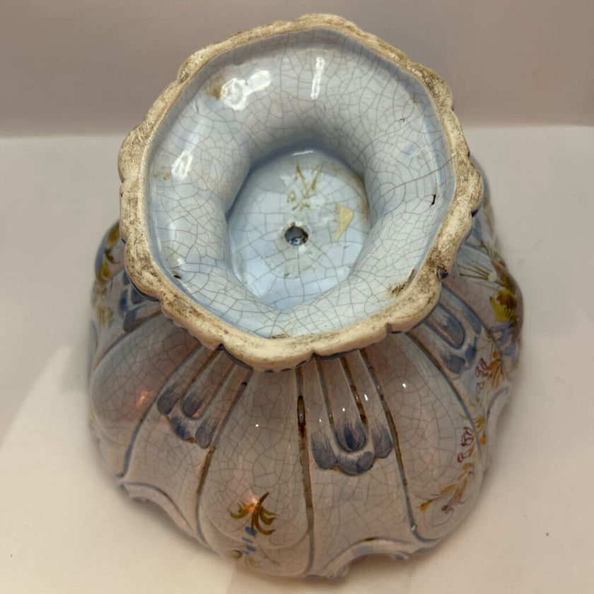 Majolica style pedestal bowl