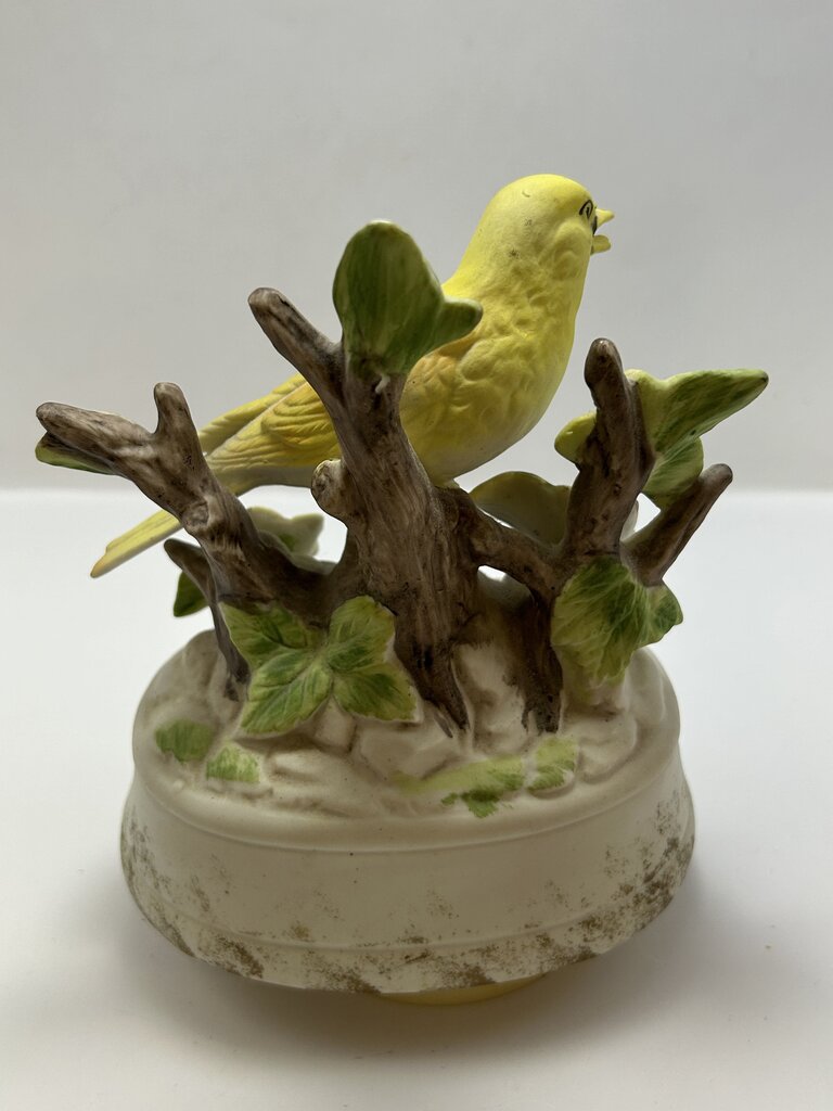 Yellow VTG Porcelain Canary Music Box