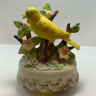 Yellow VTG Porcelain Canary Music Box