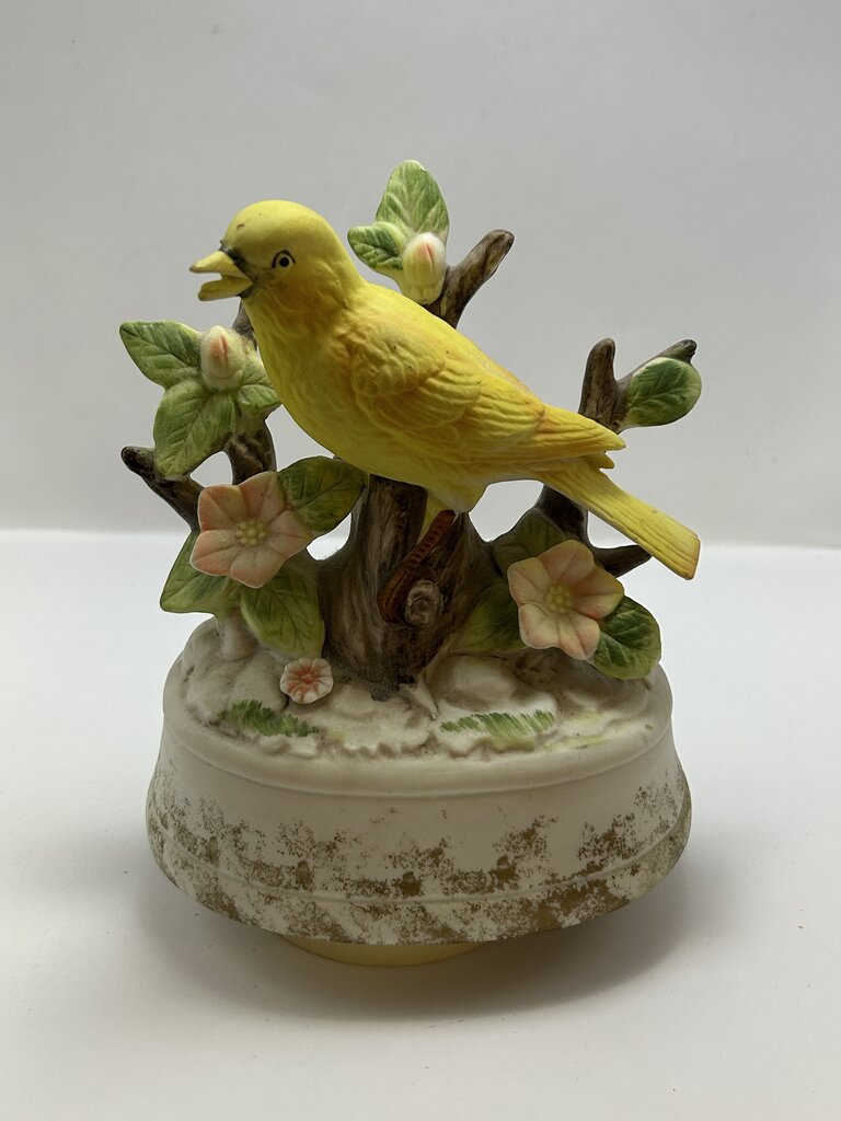 Yellow VTG Porcelain Canary Music Box