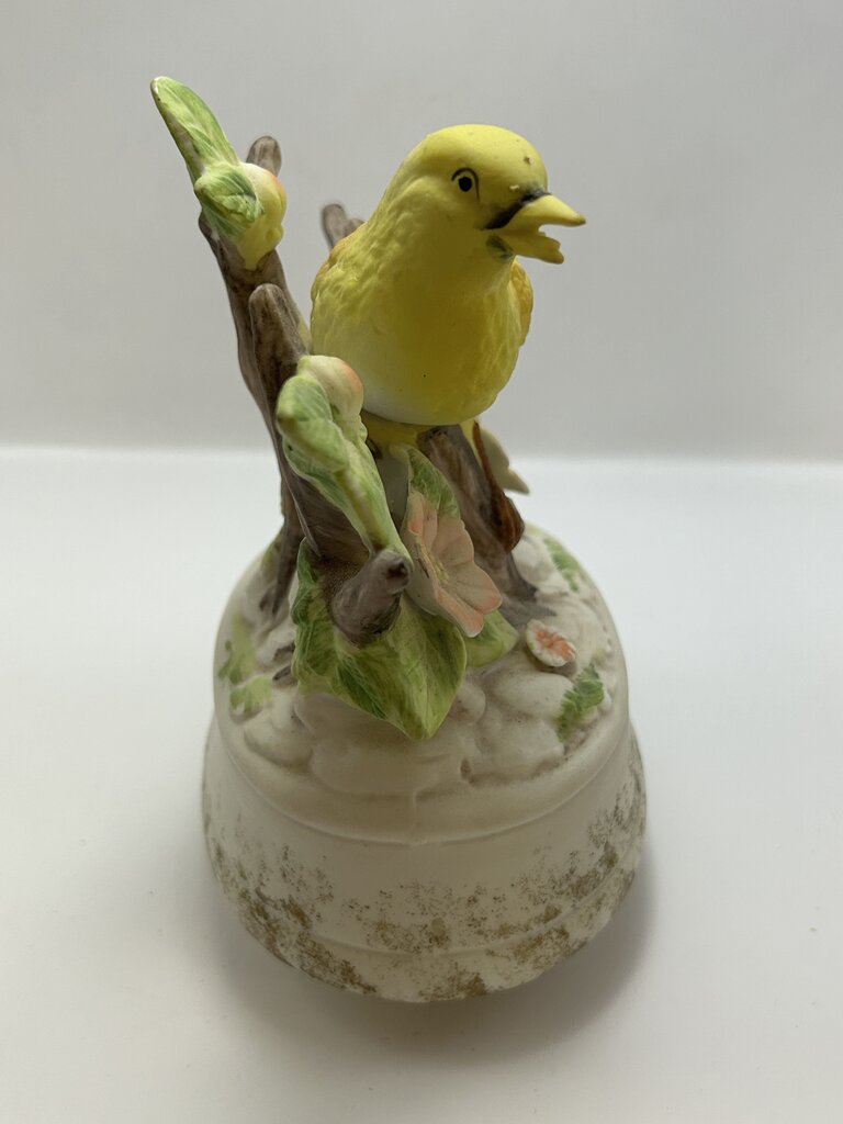 Yellow VTG Porcelain Canary Music Box