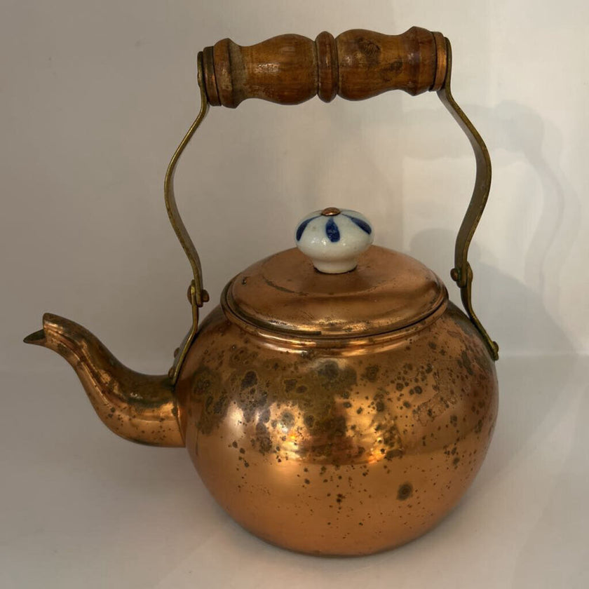 Vintage Tagus Copper Teapot w/ Ceramic Knob Made in Portugal