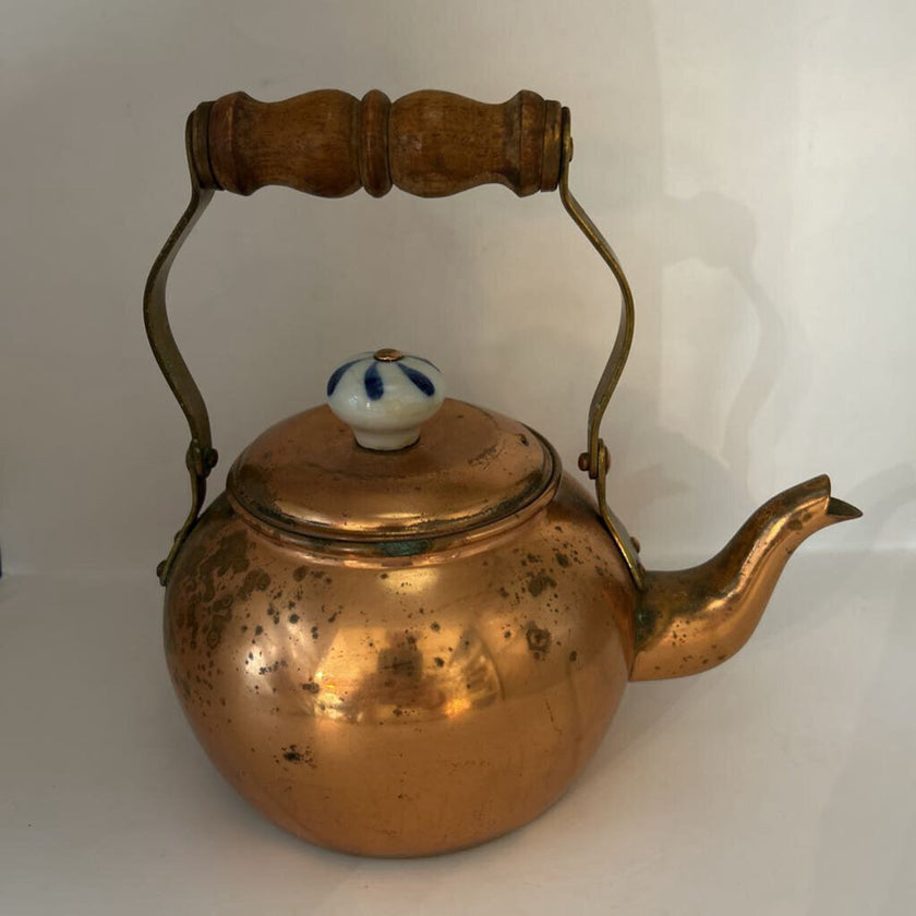 Vintage Tagus Copper Teapot w/ Ceramic Knob Made in Portugal