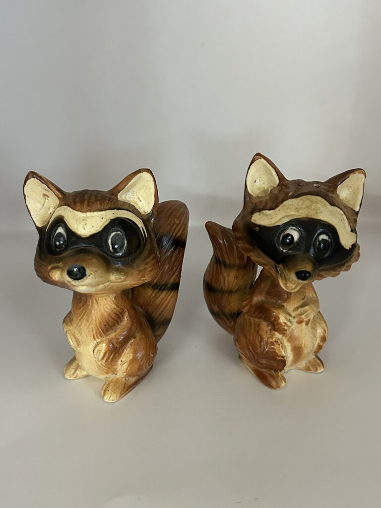Vintage Raccoon Salt + Pepper Japan