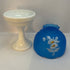 Westmoreland Blue Mist Daisy Frosted Satin Top and Milk Glass Base Fairy Lamp
