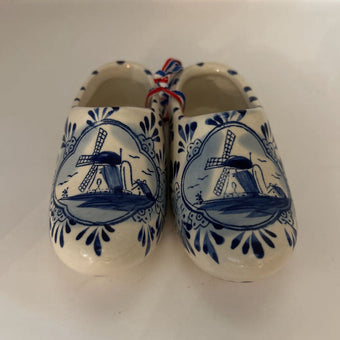 Vintage Decorative Dutch Delft Blue Porcelain Clogs