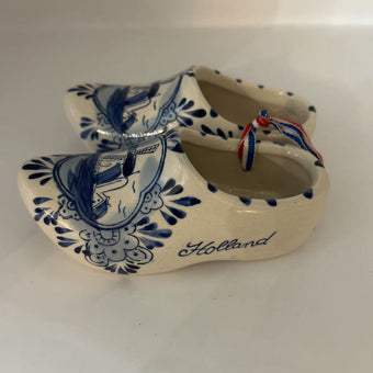 Vintage Decorative Dutch Delft Blue Porcelain Clogs