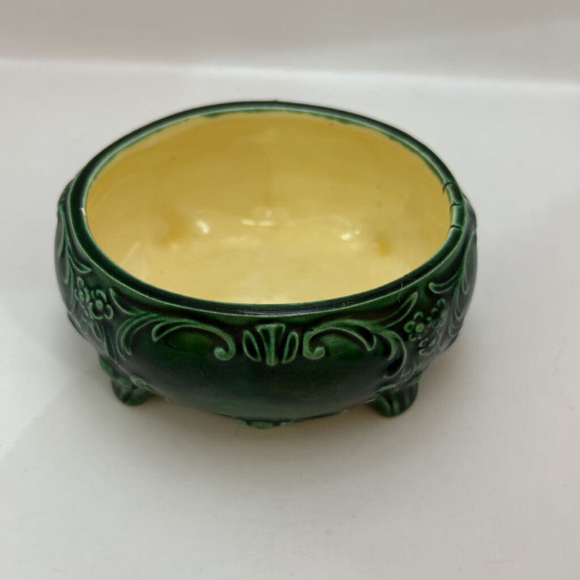 Ornate Handmade Green Ceramic Lidded Trinket Dish