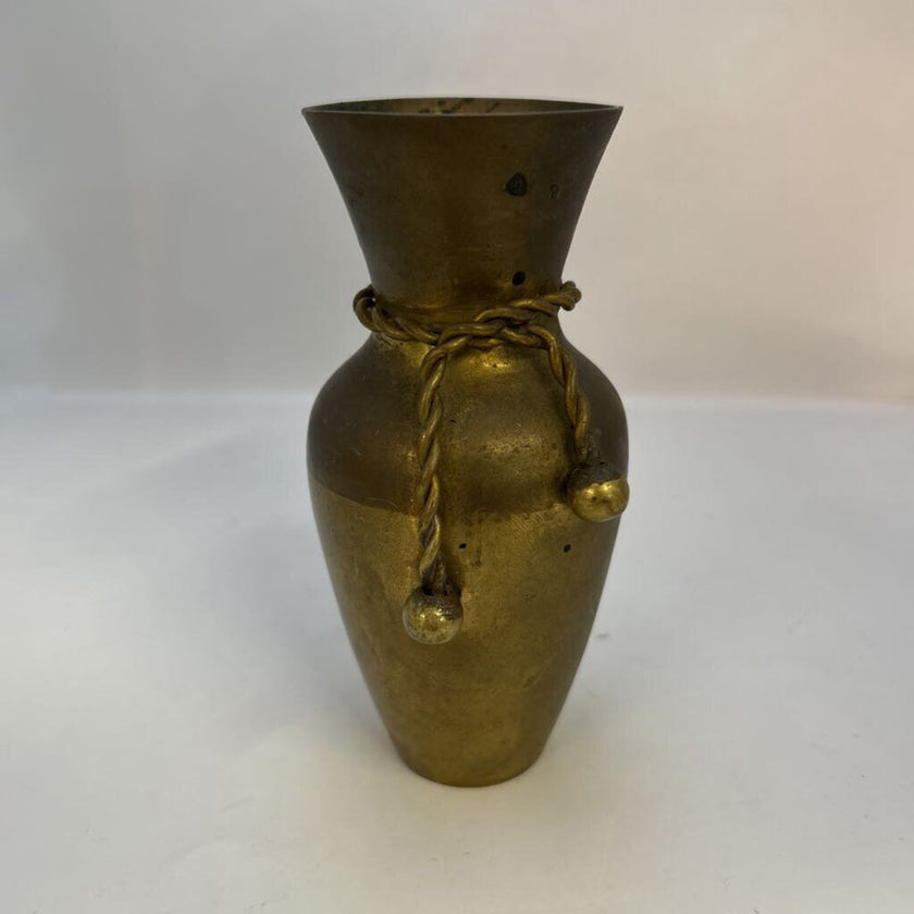 Vintage Solid Brass Rope Bud Vase