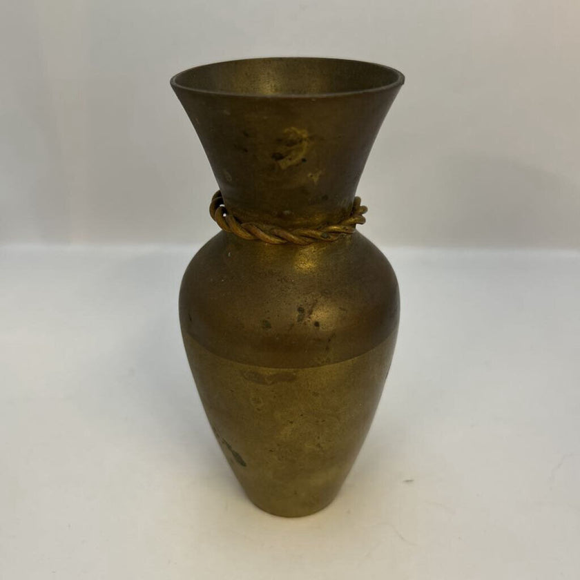 Vintage Solid Brass Rope Bud Vase