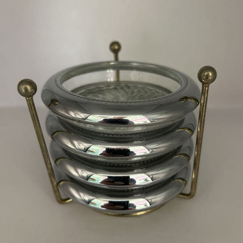 Park Sherman Coasters | Glass w/ Silver-Plated Rim (set of 4)