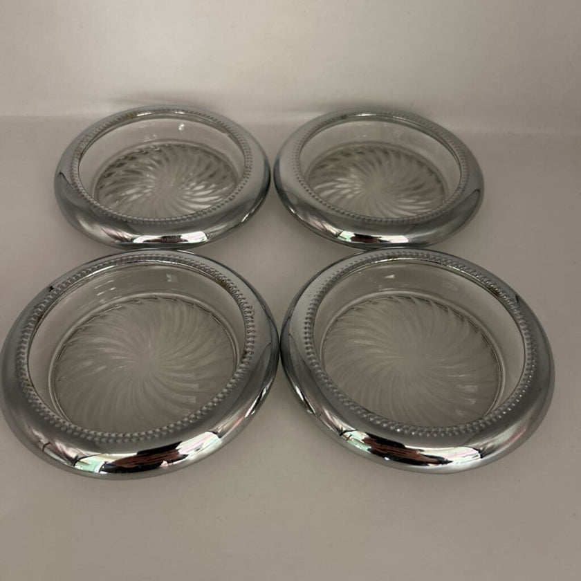 Park Sherman Coasters | Glass w/ Silver-Plated Rim (set of 4)