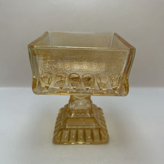 Indiana Glass orange carnival glass hobnail compote dish