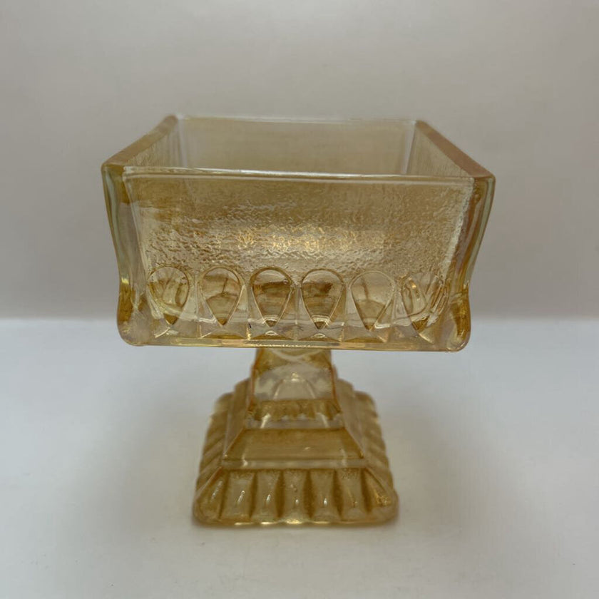Indiana Glass orange carnival glass hobnail compote dish