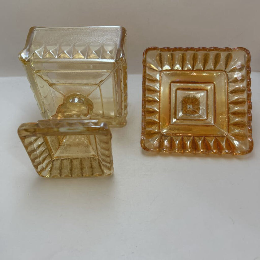 Indiana Glass orange carnival glass hobnail compote dish