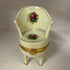 Vintage Miniature Porcelain Chair Trinket Box with Fruit Motif