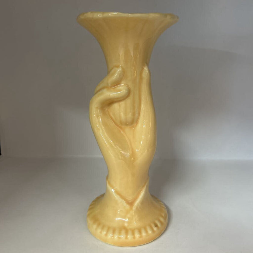 Vintage Shawnee Pottery Art Deco Style Yellow Hand Vase