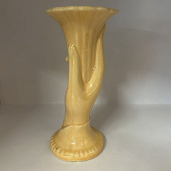 Vintage Shawnee Pottery Art Deco Style Yellow Hand Vase