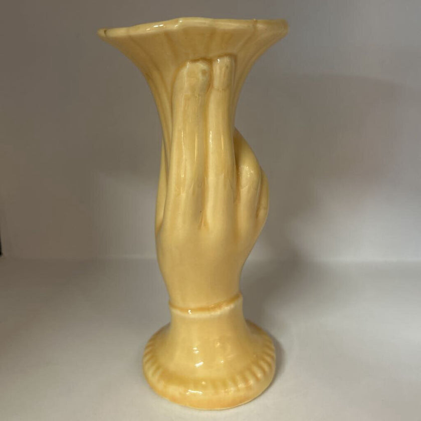 Vintage Shawnee Pottery Art Deco Style Yellow Hand Vase