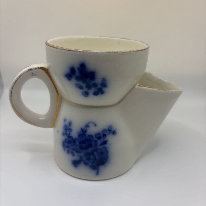 Blue Floral Porcelain Shaving Scuttle