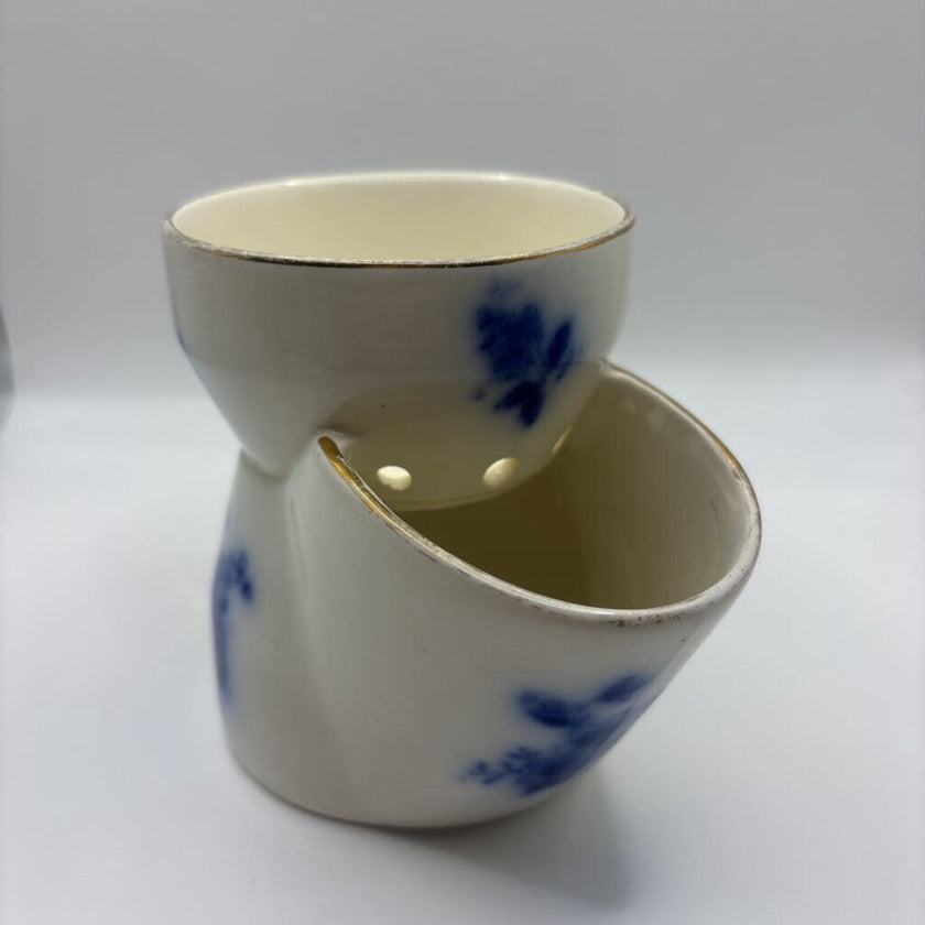 Blue Floral Porcelain Shaving Scuttle
