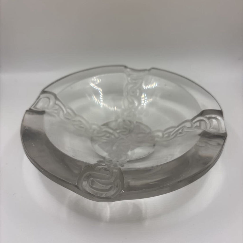Frosted Knot Glass Ashtray Chipped