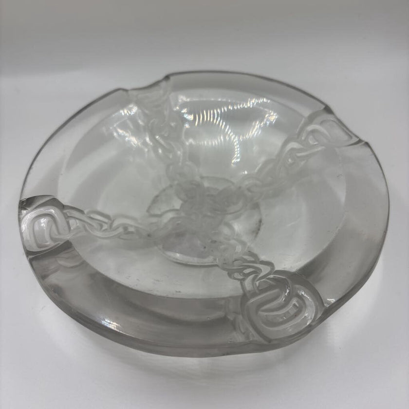 Frosted Knot Glass Ashtray Chipped