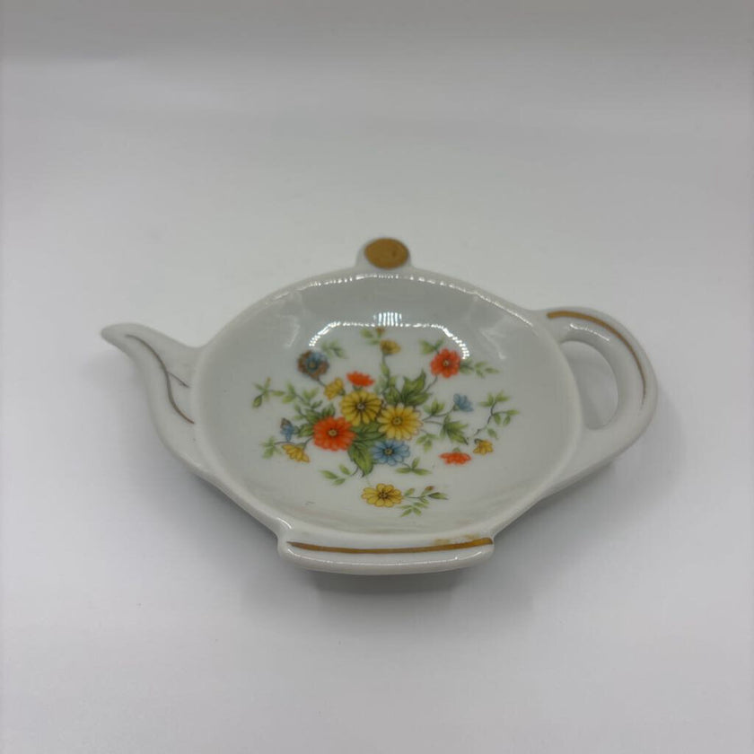 Floral Teapot Shaped Teabag Rest